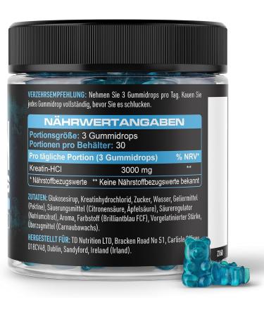 Demon Labz High-Dose Creatine Gummy Bears - 3000mg Creatine HCL Vegan Lab Tested Blue Raspberry Flavor - 90 Gummies - Buy Online on GoSupps.com