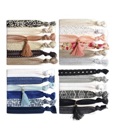 Cherssy Ribbon Hair Ties  Comfy Elastic Hair Ties with Tassel  No Crease Ponytail Holders Hair Bands for Girls and Women - 24PCS