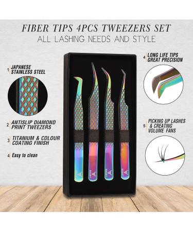 4-Piece Eyebrow Tweezers Set for Flawless Grooming Beauty Pluckers Stainless Steel Nose and Facial Hairs Ingrown Hair Removal Splinter UK (Rainbow) - Buy Online on GoSupps.com