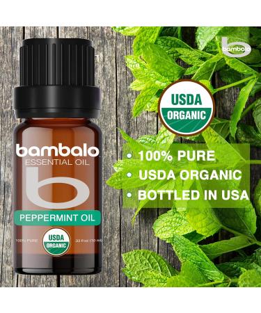 Organic Peppermint Essential Oil - 100% Pure USDA Certified for Aromatherapy & Therapeutic Use | 10ml (0.33 Fl Oz - Buy Online on GoSupps.com