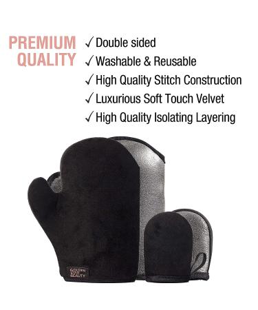 Tanning Mitt Kit - Double Sided Self Tanner Mitten for Body and Face | Includes Exfoliation Mitt | Washable and Ultra Soft Tanning Gloves for Streak-Free Tan - Buy Online on GoSupps.com