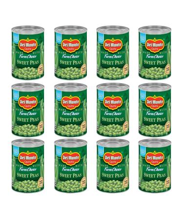 DEL MONTE Sweet Peas Canned Vegetables, 12 Pack, 15 oz Can 15 Ounce (Pack of 12)