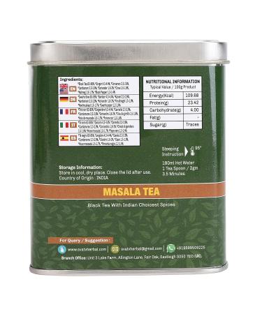Nahom India's Masala Chai Tea Loose Leaf - 50 Cups of Spiced Black Tea with Cinnamon Cardamom & Pepper | 3.53oz / 100g Tin for Chai Latte - Buy Online on GoSupps.com