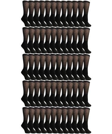 Yacht & Smith Wholesale Bulk Cotton Diabetic Crew And Ankle Socks Loose Fit Top Non-Binding Medical Socks Men 60 Pack Black Crew