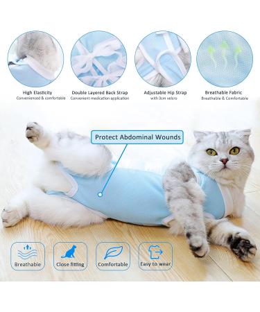 Adjustable Cat Protection Suit - Professional Recovery Suit for Abdominal Wounds & Skin Diseases | XL Blue | Post-Op Care for Cats - Buy Online on GoSupps.com