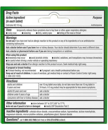 Zyrtec 24-Hour Allergy Relief Tablets 10mg - 5 Count - Buy Online on GoSupps.com