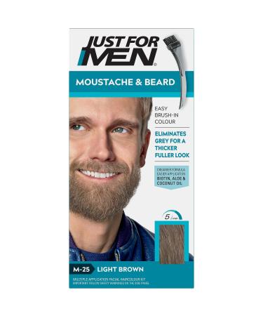 Just For Men Light Brown Beard & Moustache Paint, Removes Gray Hair & Gives a Thicker, Fuller Look, M25