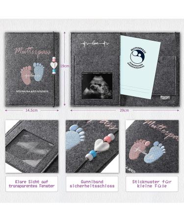 Handmade Dark Gray Motherpass Cover - Stylish Organizer for Insurance Cards & Ultrasound Photos | Perfect Gift for Expecting Mothers - Buy Online on GoSupps.com