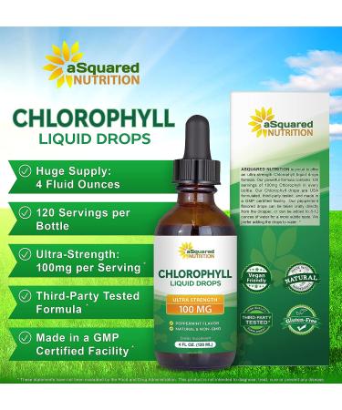 Chlorophyll Liquid Drops - Pure Herbal Vegan Supplement - 4 fl oz - Buy Online on GoSupps.com