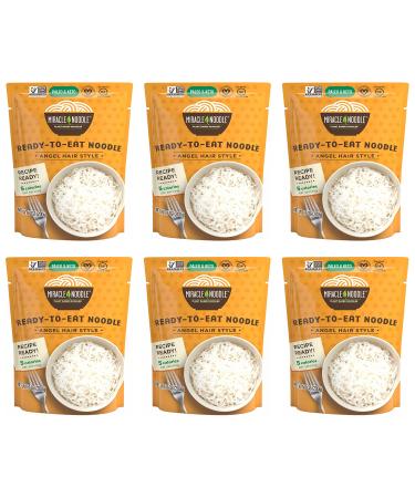 Miracle Noodle Angel Hair Shirataki Noodles, Ready To Eat Konjac Noodle - Keto Friendly, Paleo, Vegan, Gluten Free, Low Carb, Low Calorie, Soy Free, Miracle Noodles - 7 Ounce (Pack Of 6)