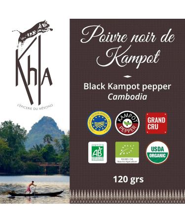 Khla Black Kampot Pepper 120g - Premium Organic Cambodian Pepper for Grinder Refill - Direct from Producer - Buy Online on GoSupps.com