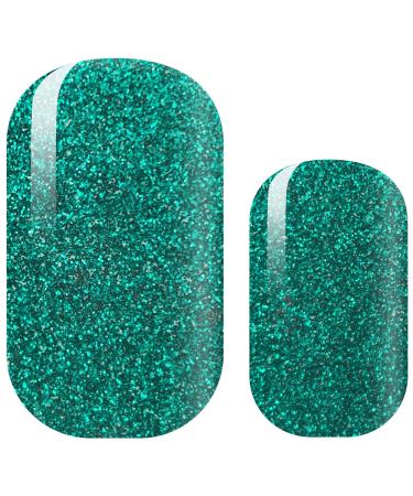 AVOA Beauty Nail Foil -"Teal Me More" teal glitter single color design 16 thin self-adhesive long-lasting nail wraps
