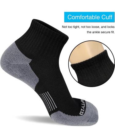 APTYID Men's Ankle Socks - Quarter Running Athletic Cushioned 6-Pack, Size 9-12, Black - Buy Online on GoSupps.com