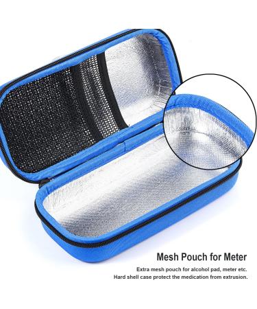 Insulin Cooler Case with Temperature Display - Diabetic Medical Travel Bag with 3 Chill Pack - 8 x 3.75 Inch (Blue) - Buy Online on GoSupps.com