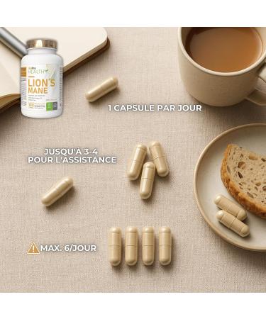 Lions Mane Bio G lules Criniere de Lion Haute Puissance 16 000mg Extrait 25:1 Ultra-Concentr avec BioPerine Riche en Polysaccharides & B ta-Glucanes 6 Mois Naturel M moire & Immunit  - Buy Online on GoSupps.com