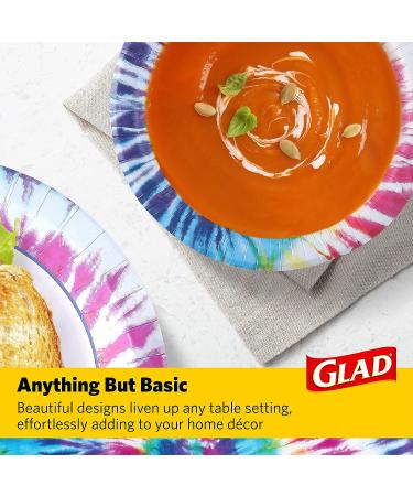 Glad Everyday Disposable Paper Bowls | Tie Dye Design | Soak & Cut-Proof | Microwaveable | Heavy Duty | 16 oz, 40 Count - Buy Online on GoSupps.com