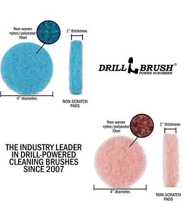 Drill Brush Set - Bathroom Cleaning Supplies with 3x Pink and 3x Light Blue Scrub Pads for Shower, Bathtub, Sink, Glass, and Hard Water Stain Removal - Buy Online on GoSupps.com