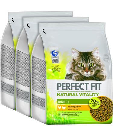 Perfect Fit Natural Vitality Adult 1+ - Dry food for adults from 1 year - chicken and turkey - supports the vitality -3 x 2.4 kg chicken & truthahn 7.2 kg (1 Pack)