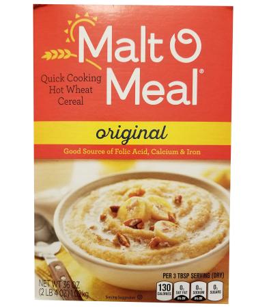 Malt-O Meal Original Fortified Hot Wheat Cereal (Pack of 2) 36 oz Boxes