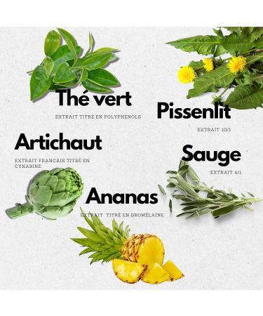 Detox Diuretic Drainer Diet 15-day program Green tea Artichoke Dandelion Sage Pineapple - Bromelain 3 plants - Buy Online on GoSupps.com