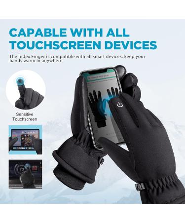 Rivmount Waterproof Touchscreen Winter Gloves for Men & Women | Warm Windproof Thermal Ski Gloves RSG601 in Dull Black - Buy Online on GoSupps.com