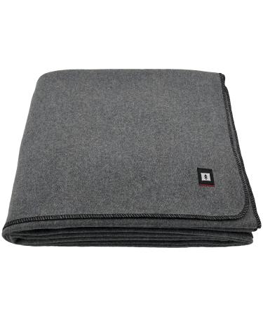EKTOS 90% Wool Blanket, 66" x 90", Camping Blanket, Wool Blanket Military Surplus (Grey)