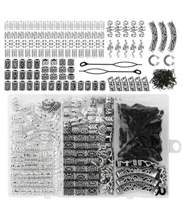 Camp trip 219 pieces Dreadlocks jewelry Nordic hair hose pearls hair accessories silver beard pearls set Viking hair pearls Viking is with a jewelry box and accessories - Buy Online on GoSupps.com