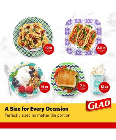 Glad Disposable Palm Leaf Design 8.5 Inch Paper Plates - 50 Count Pack - Buy Online on GoSupps.com