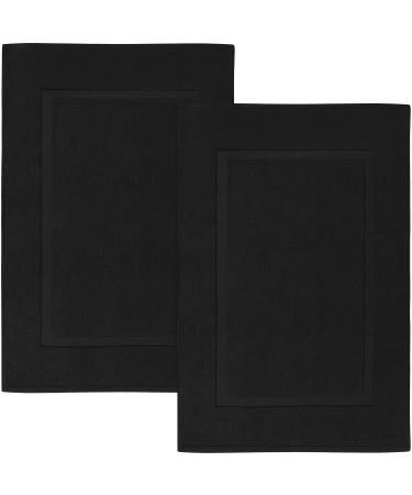 Utopia Towels Cotton Banded Bath Mats, Black, Not a Bathroom Rug, 21 x 34 Inches, 100% Ring Spun Cotton - Highly Absorbent and Machine Washable Shower Bathroom Floor Mat (Pack of 2) 2 Pack Black