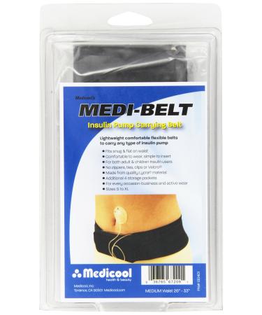 Medicool Medi-Belt Carrier Lightweight Comfortable Flexible Belts for Insulin Pump | MEDBELTBK3 Medium (Pack of 1)