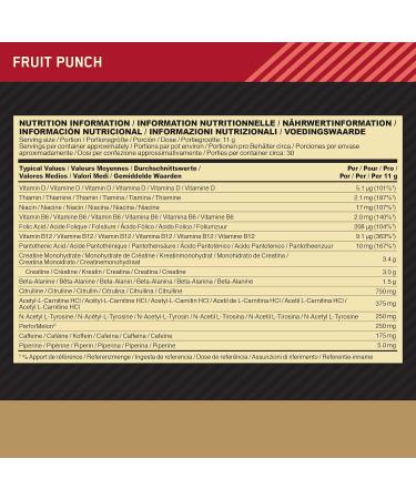 Optimum Nutrition Gold Standard Pre Workout Powder - Fruit Punch, 30 Servings (330g) - Buy Online on GoSupps.com