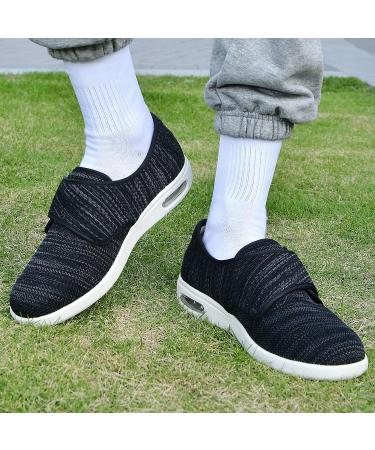 Womens Wide Width Diabetic Shoes with Adjustable Closure - Non-Slip Lightweight Mesh Sneakers for Elderly - Ideal for Edema, Plantar Fasciitis, Bunions - 8 Wide Black Gray - Buy Online on GoSupps.com
