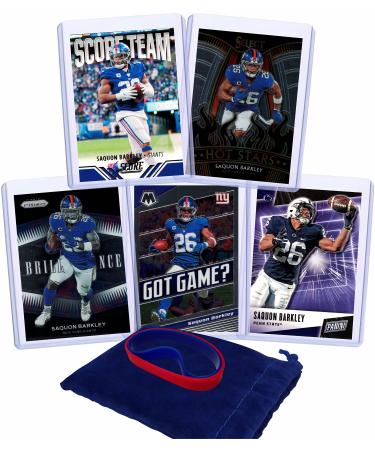 Saquon Barkley Football Cards (5) Assorted Bundle - New York Giants Trading Card Gift Set