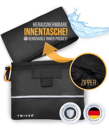 Twive Treats for Dogs - One-Handed Snap Lock Food Bags with Removable Inner Pocket | Dog Training Feed Bag with Carabiner - Black - Buy Online on GoSupps.com