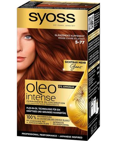handle Syoss Oleo Intense Oil Coloration 577 shiny copper red level 3 115 ml durable hair color with nourishing oil coloring without ammonia 2 x 115 ml - Buy Online on GoSupps.com