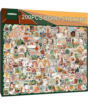 Anerza 200 PCS Boho Vinyl Waterproof Stickers - Cute Aesthetic Plant Sticker Packs for Water Bottles, Laptop, Journal - Small Business and Scrapbook Supplies for Adults and Teens - Buy Online on GoSupps.com