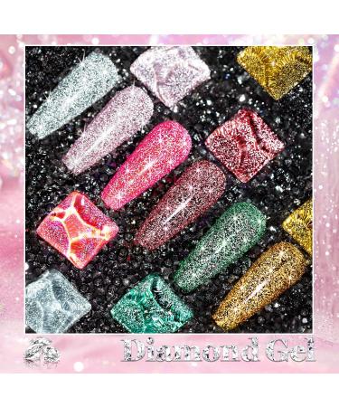 RARJSM Glitter Gel Nail Polish Set - 6PCS Reflective Shinny Gel Polish in Gold, Hot Pink, Green, Red, and Silver - Nail Art Varnish Manicure Kit with Diamond Sparkle - Gift Package Included - Buy Online on GoSupps.com