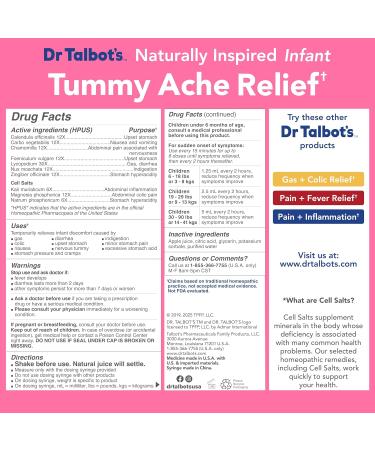 Dr. Talbot's Infant Tummy Ache Relief with Cell Salts - 4 fl oz - Naturally Inspired Kids Stomach Relief - Natural Apple Flavor - Includes Syringe - Buy Online on GoSupps.com