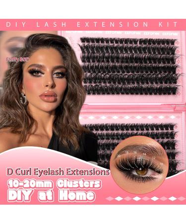 Buy Eefofnn Fluffy Lash Extension Kit - 240pcs DIY Individual Eyelashes 80D+100D Cluster Lashes Bond & Seal Glue Tweezers - 10-20MM D Curl Volume - Buy Online on GoSupps.com