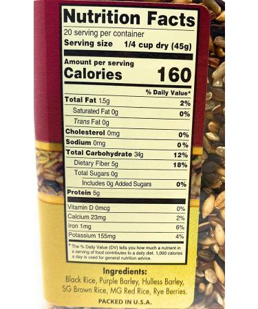 Golden Crown Multigrain Blend - 32 oz (2 LBS) | Premium Quality Sweet Flavorful Vegetarian Grains - Barley, Rye, Berries, Rice | GMO-Free - Buy Online on GoSupps.com