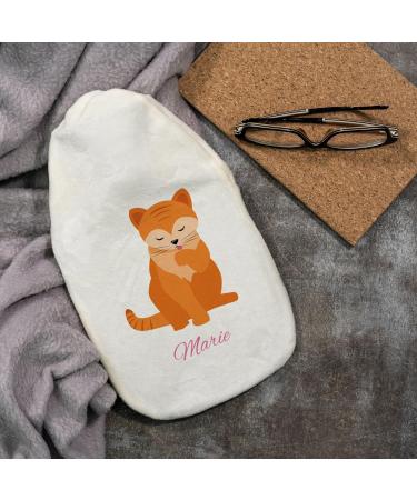 Personalized Hot Water Bottle with Cozy Cover - Custom Text Ideal Gift for Kids & Adults (800 ml | Cat Design) - Buy Online on GoSupps.com