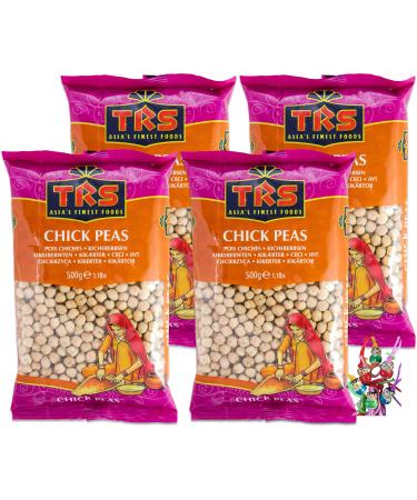 yoaxia - Pack of 4 - 4x 500g TRS chickpeas / dried pulses / chick peas + a small lucky charm for free