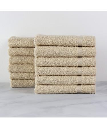 1888 Mills Crown Touch 100% Cotton  Microfiber Alternative  24-Piece Utility Washcloth Set-Beige