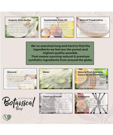 Australian Botanical Soap Variety Pack - 6.6 oz Pure Plant Oil Soaps with Sea Salt, Vitamin C, Valencia Orange, Lemongrass, Lemon Myrtle, Pink Lychee - Vegan-Friendly - Set of 4 - Buy Online on GoSupps.com