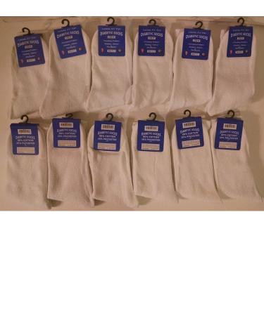 Cotton Plus - Crew - Diabetic Socks - Sizes 9-11 - White - Men's/Women's (12 Pair)