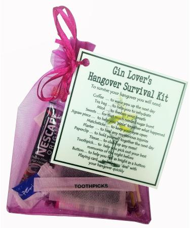 SMILE GIFTS UK Gin Lover's Hangover Survival Kit Gift (Novelty Party favour birthday hangover gift beer gift drinking gift stocking filler secret santa novelty hangover gift) 13 x 18cm