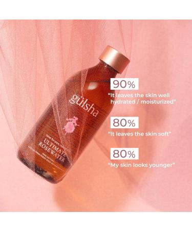 GULSHA ULTIMATE ROSEWATER Natural Rosa Damascena Flower Water Cleanses Nourishes and Tones Skin Restores Radiance to Your Skin Free from Chemicals 100% Natural Glow Rose Essence 250ml/8.45fl oz - Buy Online on GoSupps.com