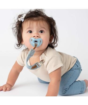 BooginHead Luxe Pacifier Holder Baby Pacifier Clips 2-Pack Cotton Denim Blue Blue Jean Baby - Buy Online on GoSupps.com