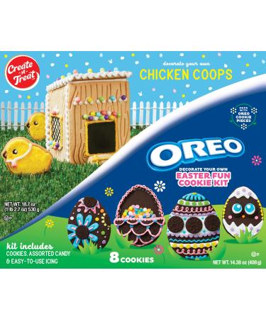 Create-A-Treat Easter Basket Stuffers, OREO Easter Cookie Decorating Kit, 14.38 oz and Chicken Coop Vanilla Cookie Decorating Kit, 18.7 oz
