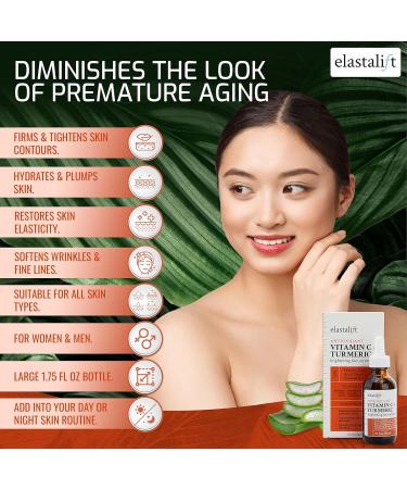 Elastalift Vitamin C + Turmeric Oil Anti-Aging Serum | Brighten & Hydrate Skin | 1.75 Fl Oz - Buy Online on GoSupps.com